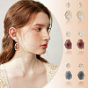 3 Piars 3 Colors Oval with Flat Round Alloy Resin Dangle Stud Earrings EJEW-TA0001-84-8