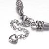 304 Stainless Steel European Round Snake Chains Bracelets STAS-J015-04-2