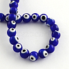 Round Handmade Evil Eye Lampwork Beads Strands X-LAMP-R114-8mm-02-2