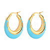 Colorful Double Spelling Crescent U-shaped Gold-plated Drip Glue Earrings PS7751-2-1