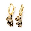 Cubic Zirconia Bear Dangle Hoop Earrings EJEW-F288-10-2