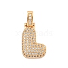 Brass Micro Pave Clear Cubic Zirconia Pendants KK-B099-01G-L-1