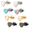 ANATTASOUL 8Pcs 4 Colors Iron Heart Stud Earrings for Women EJEW-AN0002-86-1
