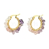 Natural Mixed Stone Chips Hoop Earrings EJEW-JE06022-02-1