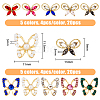 HOBBIESAY 40Pcs 10 Style Butterfly Alloy Rhinestone Cabochons MRMJ-HY0002-38-2