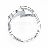 Natural Shell Flat Round Open Cuff Ring RJEW-T001-92P-3