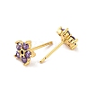 Brass Micro Pave Cubic Zirconia Stud Earrings for Women EJEW-U015-10G-2