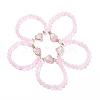 Natural Rose Quartz Stretch Heart Link Bracelets BJEW-P265-01D-1