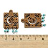Laser Cut Poplar Wood Pendants Rectangle Charms with Dyed Synthetic Turquoise FIND-G073-07-3