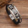 Viking Helm Alloy & Imitation Leather & CCB Plastic Multi-strand Bracelets for Men FS-WG23689-01-1