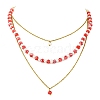 Rondelle 304 Stainless Steel & Glass Beaded Layered Necklace and Earring Set Set for Women SJEW-JS01384-6