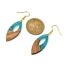 Two Tone Resin & Walnut Wood Horse Eye Dangle Earrings EJEW-JE05504-3