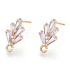 Brass Cubic Zirconia Ear Stud Findings KK-S336-25G-3