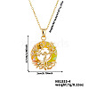 Elegant Brass & Glass Hollow Design Tree Pendant Necklaces WX2591-4-1