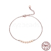 925 Sterling Silver Cable Chain Anklet with Natural Freshwater Pearls AJEW-F162-010RG-2