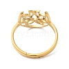 Ion Plating(IP) 304 Stainless Steel Hollow Lotus Adjustable Ring for Women RJEW-M149-30G-2
