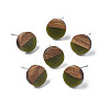 Opaque Resin & Walnut Wood Stud Earrings EJEW-N017-008-B08-1