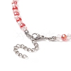 Glass Heart Pendant Necklace with Beaded Chains for Women NJEW-TA00060-7
