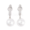 Rack Plating Brass Clear Cubic Zirconia ABS Pearl Earrings EJEW-S219-15P-03-1