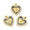 Heart with Corss Brass Micro Pave Cubic Zirconia Pendants KK-K385-040G-2