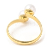 Rack Plating Brass Open Cuff Rings with Round Plastic Pearl Beads for Women RJEW-Q770-26G-2
