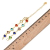 Brass Glass Colorful Heart Link Chain Bracelet Making AJEW-JB01629-3