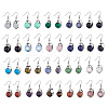 Natural & Synthetic Gemstone Dolphin Dangle Earrings with Crystal Rhinestone EJEW-A092-20P-1