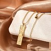 304 Stainless Steel Clear Cubic Zirconia Rectangle Constellation Pendant Necklaces for Women Men NJEW-S435-01G-B-1