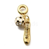 Brass White & Black Enamel Football Shoes European Dangle Charms KK-Z093-11G-1