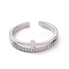 Clear Cubic Zirconia Cross Open Cuff Ring RJEW-G283-08P-2