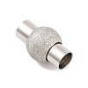 304 Stainless Steel Textured Magnetic Clasps with Glue-in Ends STAS-G008-1-2