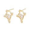 Brass Micro Pave Cubic Zirconia Stud Earring Findings KK-E107-13G-1