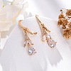 Brass Micro Pave Clear Cubic Zirconia Leverback Earrings EJEW-K300-46G-2