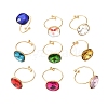 304 Stainless Steel with Glass Cuff Rings for Women RJEW-K309-41B-5