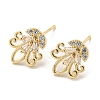 Brass with Clear Cubic Zirconia Stud Earrings EJEW-B035-08KCG-1