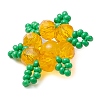 Woven Natural Dyed Malaysia Jade & Glass Seed Beads Snowflake Multi-Strand Links PALLOY-MZ00319-02-4