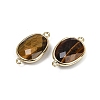Natural Tiger Eye Faceted Connector Charms G-K347-11G-22-2