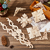 Rubber Wood Flower Carved Corner Decor AJEW-FH0009-26-4
