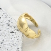 Rack Plating Brass Round Beaded Cuff Rings for Women RJEW-M028-77G-3