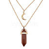 Synthetic Goldstone Cone Pendant Double Layer Necklace UX9990-24-1