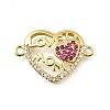 Mother's Day Brass Micro Pave Clear & Hot Pink Cubic Zirconia Connector Charms KK-Q066-10P-1