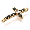 Brass Pave Black & Clear Cubic Zirconia Connctor Charms KK-M101-02B-G-2