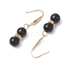 Natural Black Onyx with Rhinestone Dangle Earrings for Women EJEW-JE06042-4