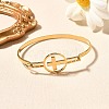 304 Stainless Steel Flat Round Link Bangles for Women BJEW-R014-01G-03-2