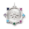 Eco-Friendly Brass Micro Pave Colorful Cubic Zirconia Pendants ZIRC-C027-06P-02-RS-1