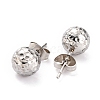 Non-Tarnish Textured Round Bead 304 Stainless Steel Stud Earring Findings EJEW-O104-01P-2