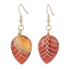 4 Pairs 4 Color Natural Dyed Banded Agate/Striped Agate Teardrop Dangle Earrings EJEW-JE05093-3