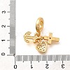 Brass Clear Cubic Zirconia Cross & Anchor & Heart European Dangle Charms KK-U048-08G-3