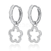 S925 Silver Micro Pave Cubic Zirconia Hollow Flower Hoop Earrings DL5983-2-1