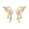 Brass Pave Clear Cubic Zirconia Butterfly Stud Earring Findings KK-N232-450G-1